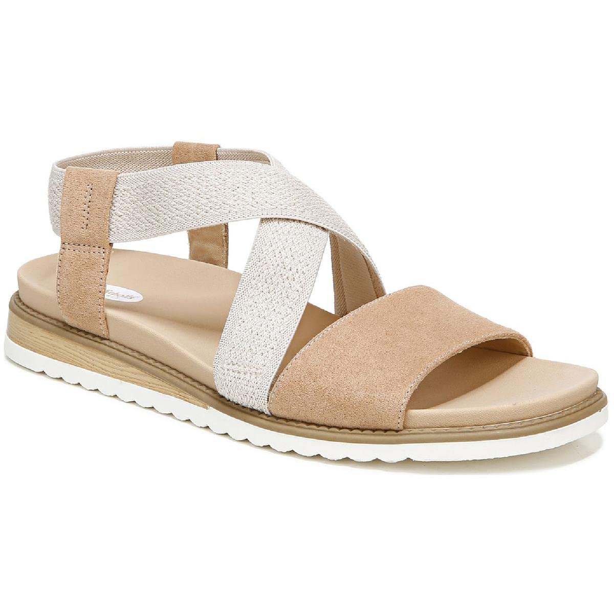 Dr. Scholl's Shoes Womens Islander Strappy Flat Sandal, Tawny Birch Microfiber, 9.5 US
