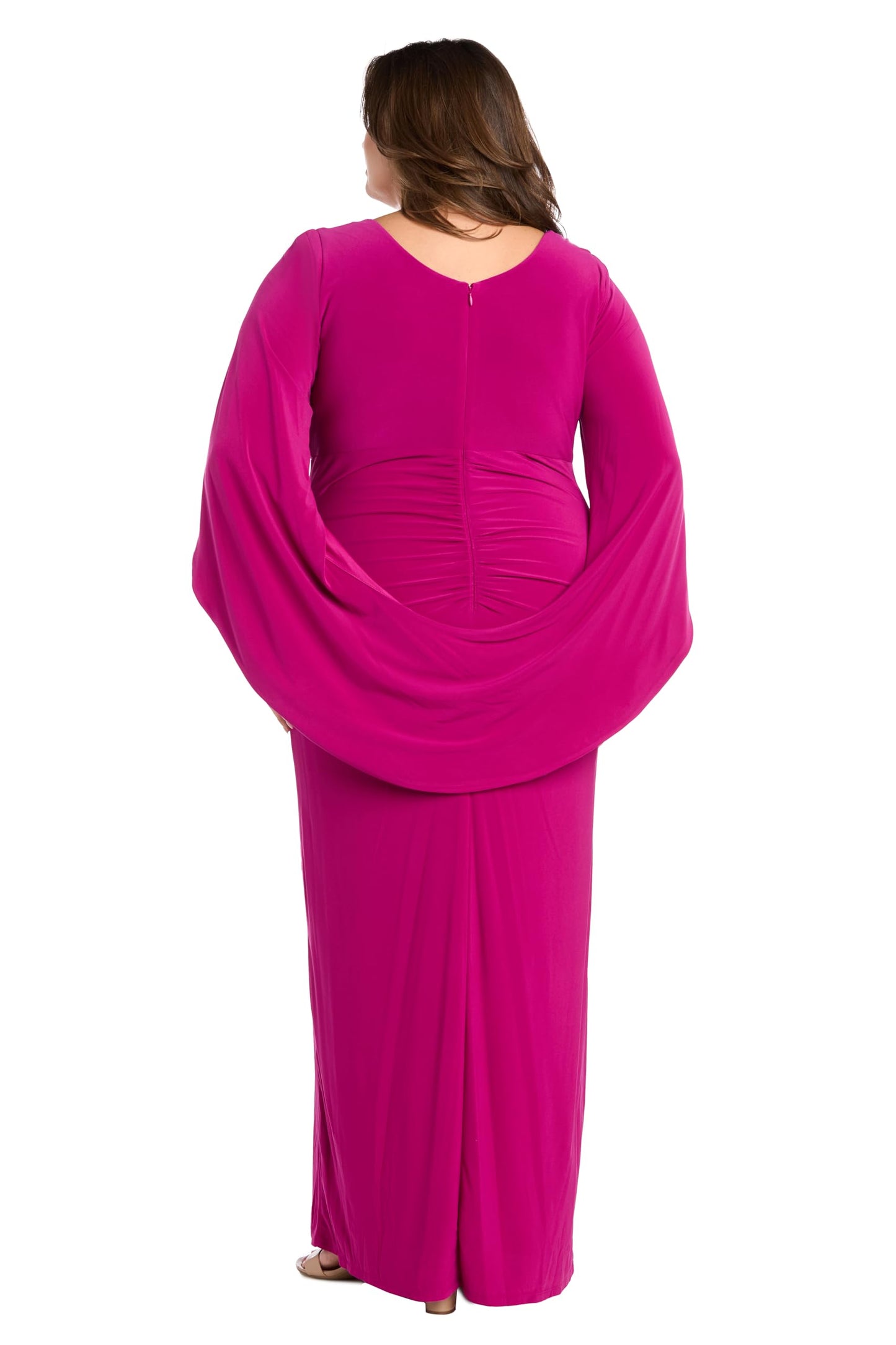 R&M Richards Women's Sheath Dress with Rhinestone Accent & Draped Flutter Sleeve Dress for Wedding Guest, Evening Occasions Magenta