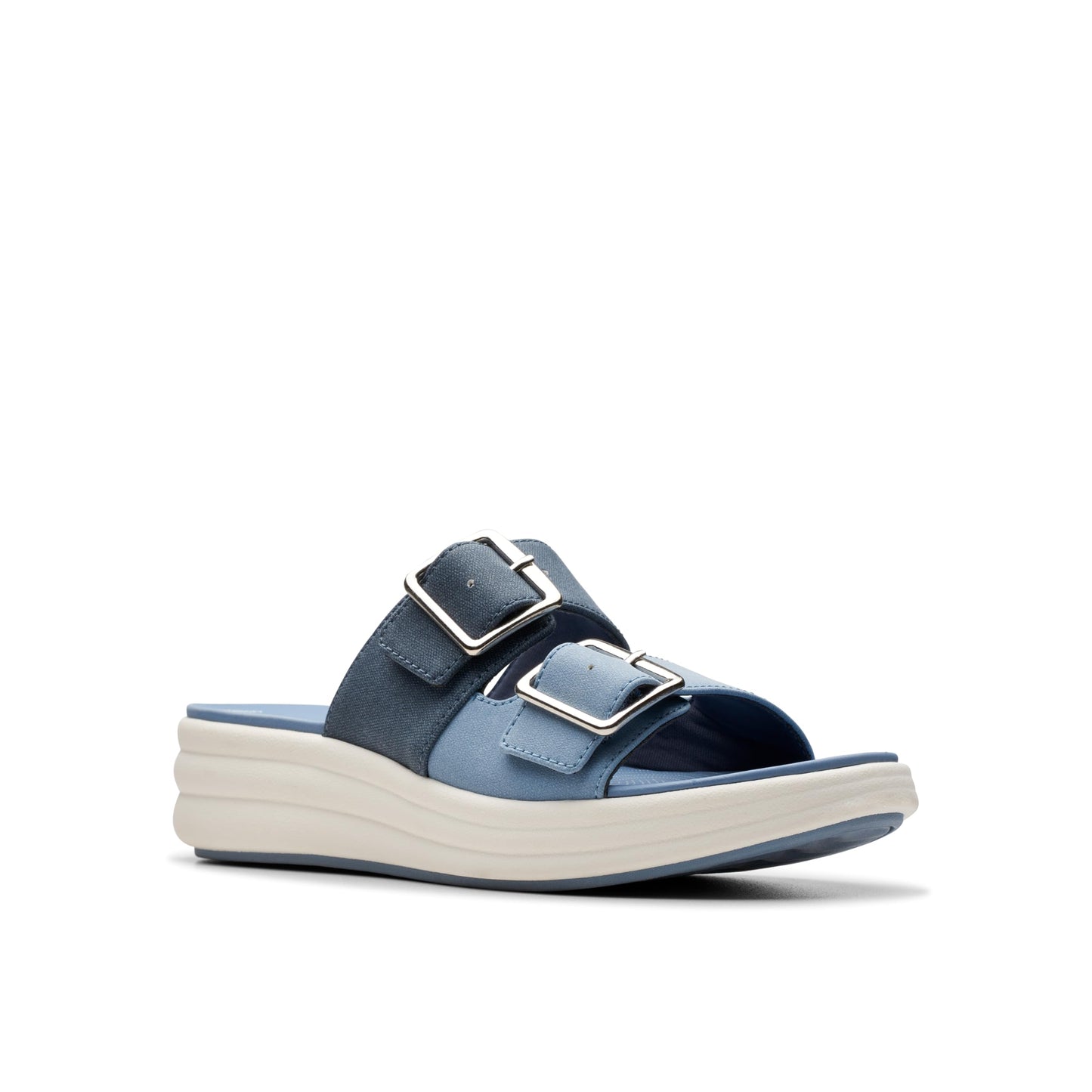Clarks Womens's Drift Buckle Slide Sandal, Denim Combi, 7 Medium US