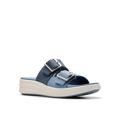 Clarks Womens's Drift Buckle Slide Sandal, Denim Combi, 7 Medium US