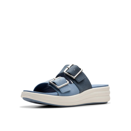 Clarks Womens's Drift Buckle Slide Sandal, Denim Combi, 7 Medium US