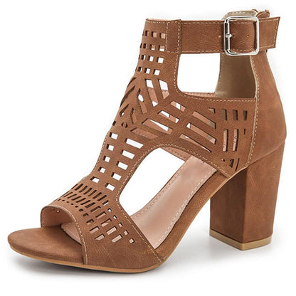 AOSPHIRAYLIAN Chunky Heeled Sandals for Womens Heels Bohemian Cutout Open Toe Summer Block Heeled Party Sandals