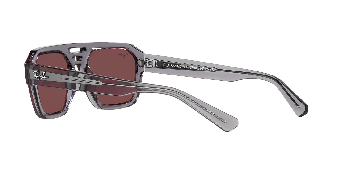 Ray-Ban Unisex RB4397 Corrigan Square Sunglasses, Transparent Grey/Dark Violet Mirrored Red, 54 mm