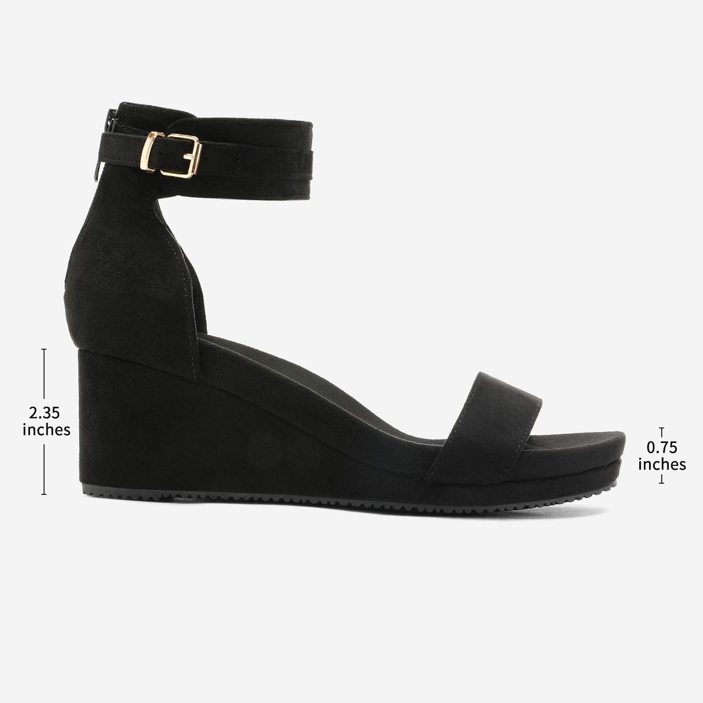 DREAM PAIRS Women's Open Toe Buckle Ankle Strap Platform Wedge Sandals Summer Shoes,Size 8.5,Black,NINI-6