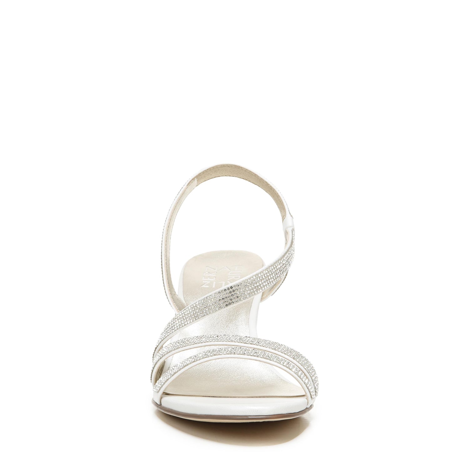Naturalizer Womens Vanessa2 Rhinestone Embellished Strappy Heeled Sandal ,White Satin ,8W