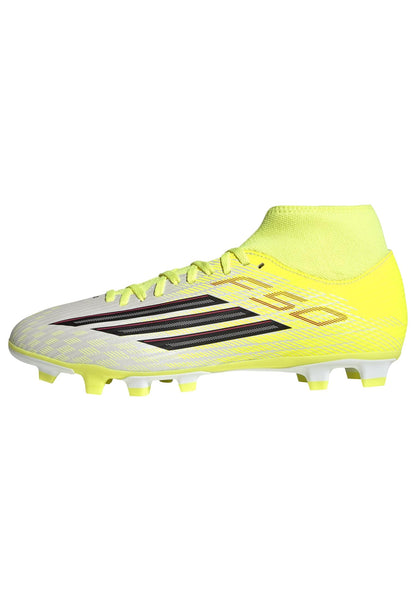 adidas Unisex F50 Club Mid Firm Multi Ground Sneaker, Team Solar Yellow/Black/Lucid Red, 9 US Men