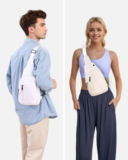 Seoky Rop Sling Bag Crossbody Backpack for Men Women Small Purse Chest Shoulder Bag for Travel Hiking Daypack White