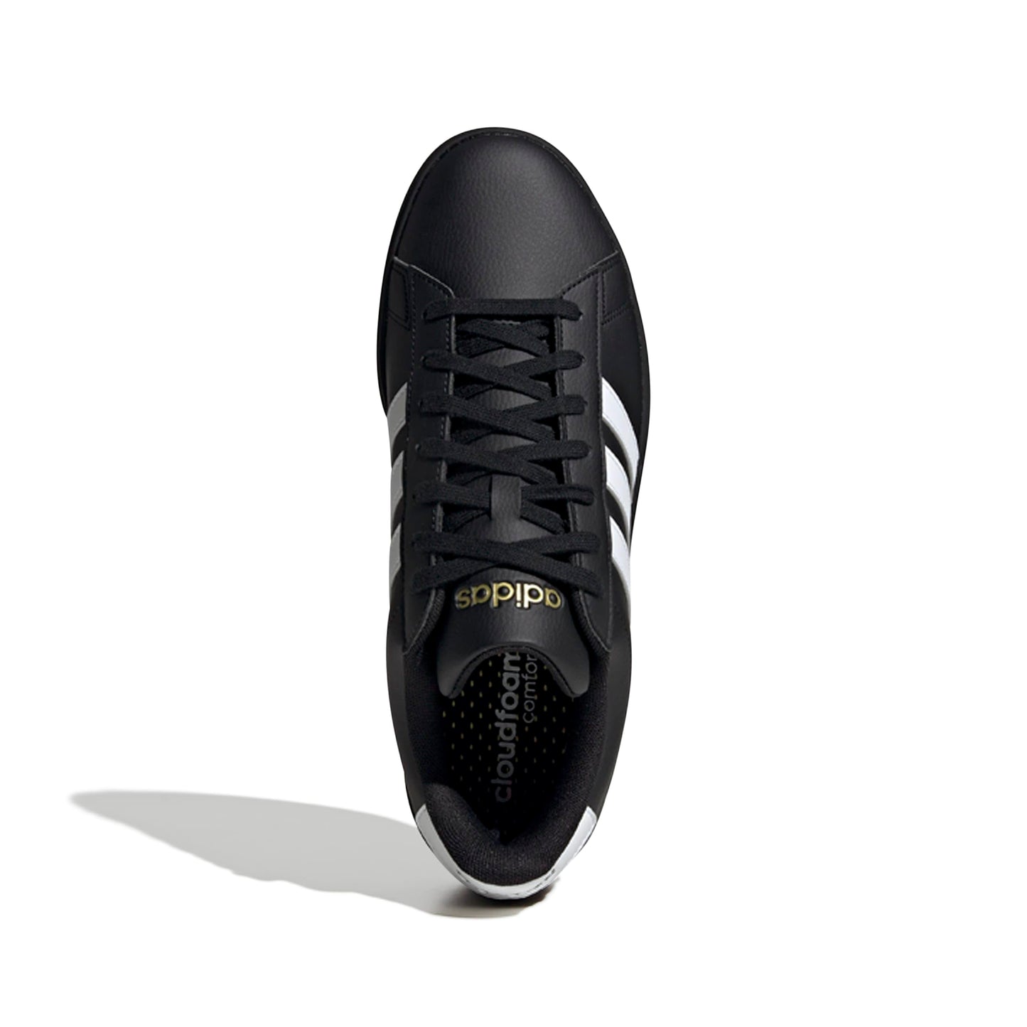Adidas Mens Grand Court 2.0 Sportswear, Black/White/Gold Metallic, 12