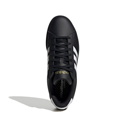 Adidas Mens Grand Court 2.0 Sportswear, Black/White/Gold Metallic, 12