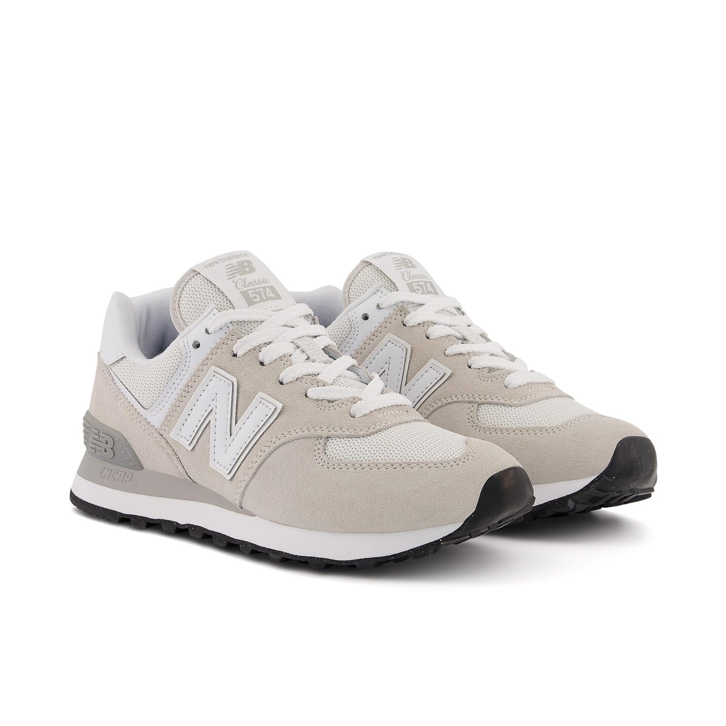 New Balance Womens 574 Core Sneaker, Nimbus Cloud with White, 7 Wide US