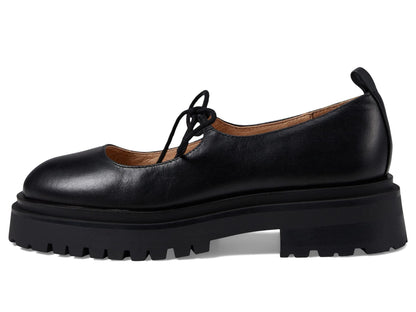 Steve Madden Women's Landon Mary Jane Flat, Black Leather, 9