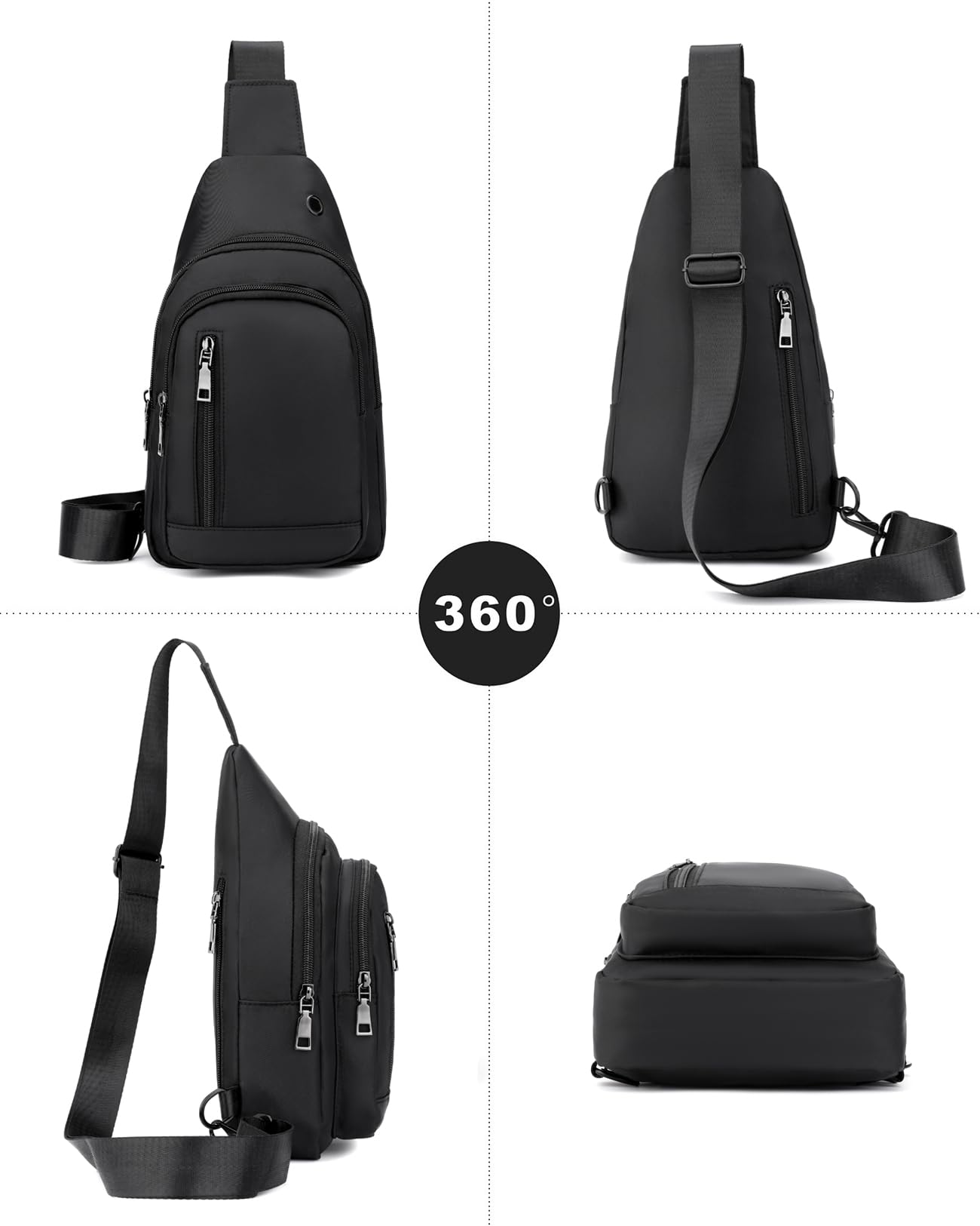Seoky Rop Sling Bag Crossbody Backpack for Men Women Small Purse Chest Shoulder Bag for Travel Hiking Daypack White