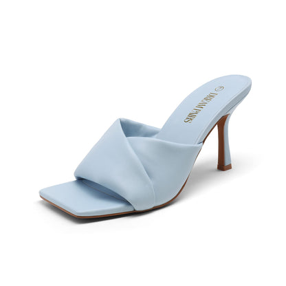 DREAM PAIRS Women’s High Stilettos Heels Mules Open Square Toe Slip On Comfort Sexy Dress Pumps Sandals Fashion Casual Prom Dress Shoes,Size 8.5,Baby/Blue,SDHS2211W