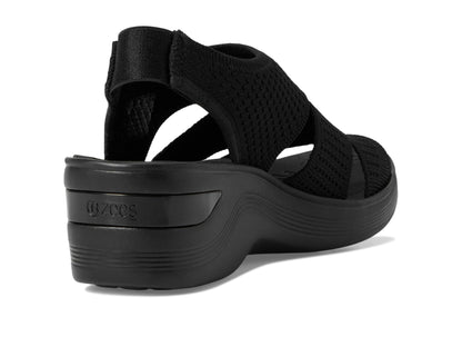 BZees Womens Double Up Sandal Black Knit 8.5 M
