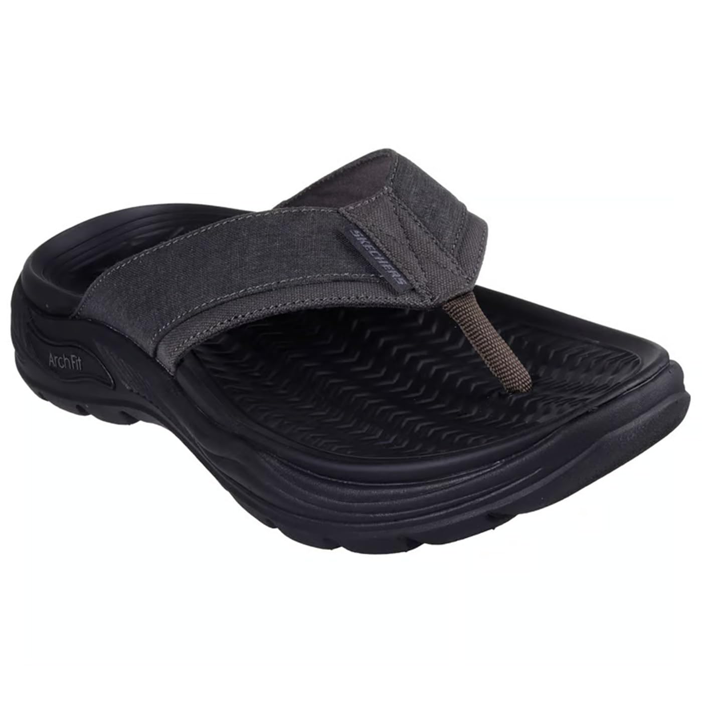 Skechers Men's Arch Fit Motley Sd-Rigel Canvas Thong Sandal, Bkcc, 10
