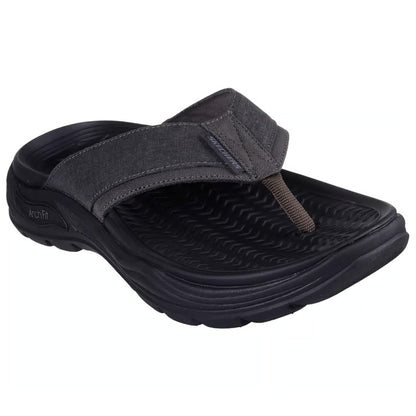 Skechers Men's Arch Fit Motley Sd-Rigel Canvas Thong Sandal, Bkcc, 10
