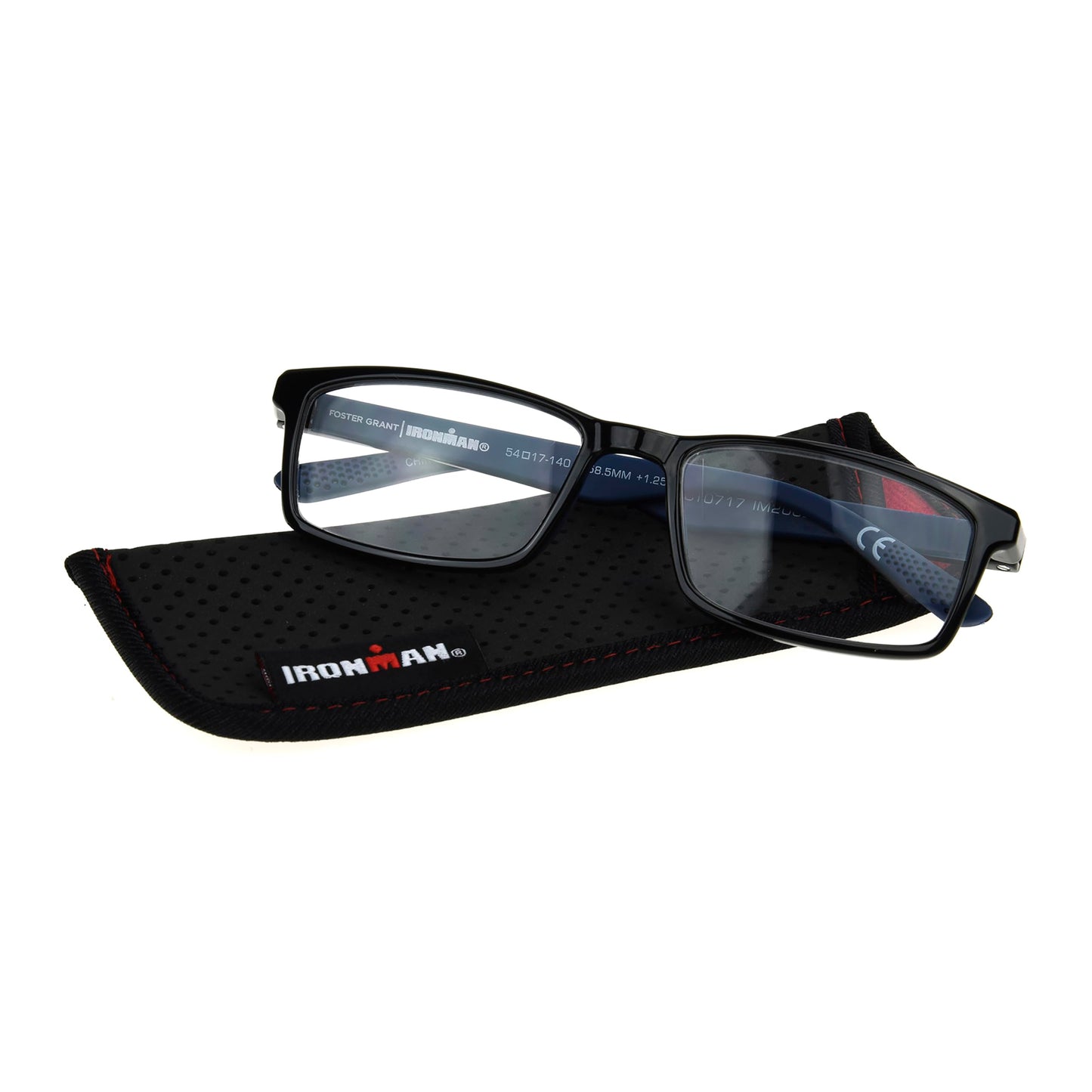 Foster Grant IRONMAN Men's Sprint Rectangular Reading Glasses, BLACK, 1.25x