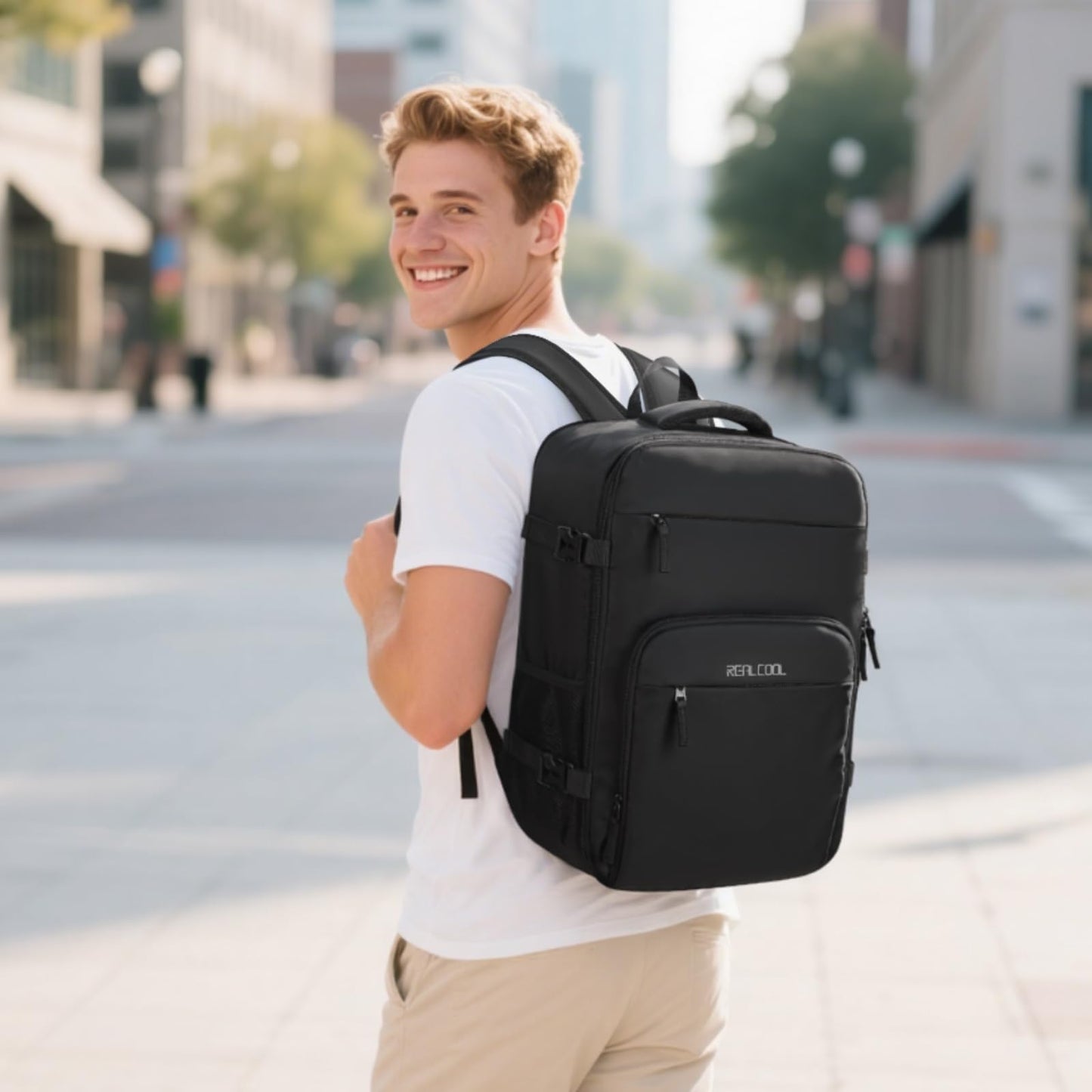 RealCool 15.6" Laptop Travel Backpack, TSA Flight Approved Carry On Daypack