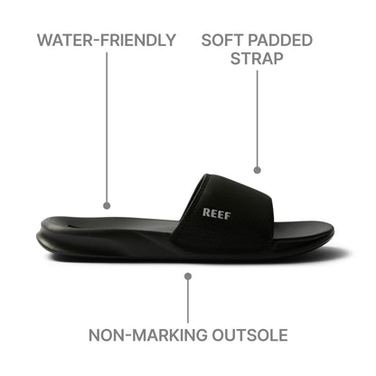 Reef One Slide Mens Sandal, Lightweight & Water Friendly, Black, 10