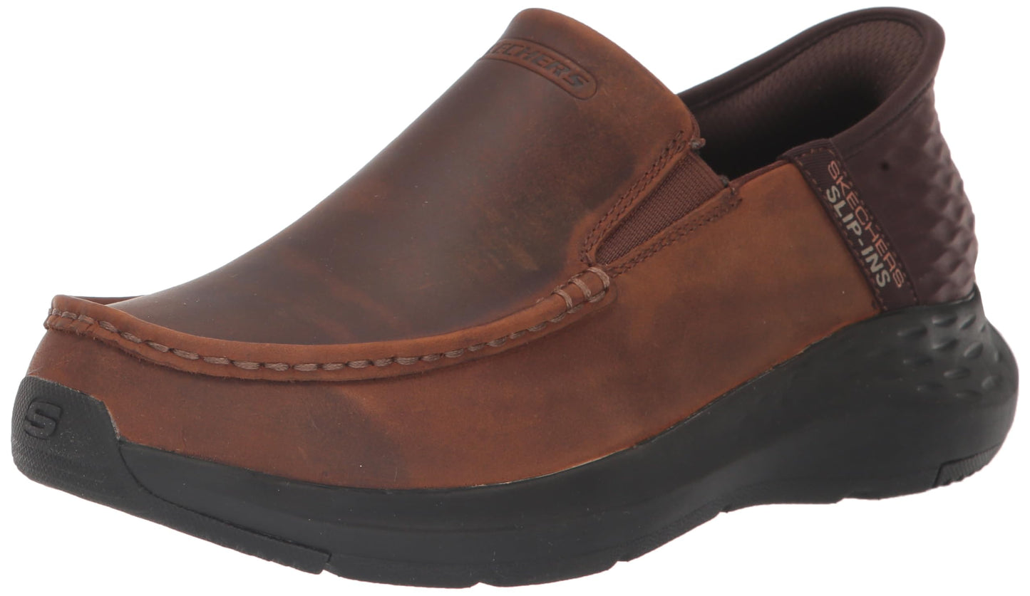 Skechers Mens Parson - Oswin Slip-in Moccasin, Brown, 9 US