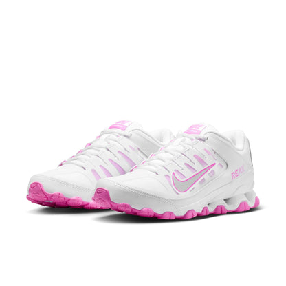 Nike Women's Reax 8 Trainer, White/Metallic Silver-Playful Pink, 9.5