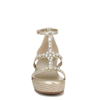 Naturalizer Womens Serena Strappy Wedge Sandal Champagne Metallic 8 M
