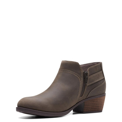 Clarks Women's Charlten Grace Ankle Boot, Taupe Oily Leather, 7 Medium US