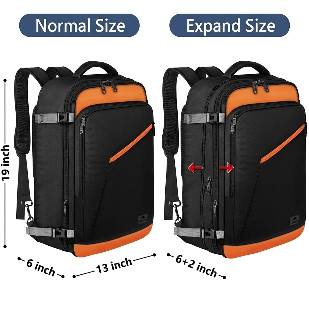 MATEIN Carry on Backpack for Airplanes, Expandable Travel Backpack Airline Approved with Hidden Shoulder Strap for Men Women, Lightweight Casual Daypack Bags for Travelling, Camping, Business