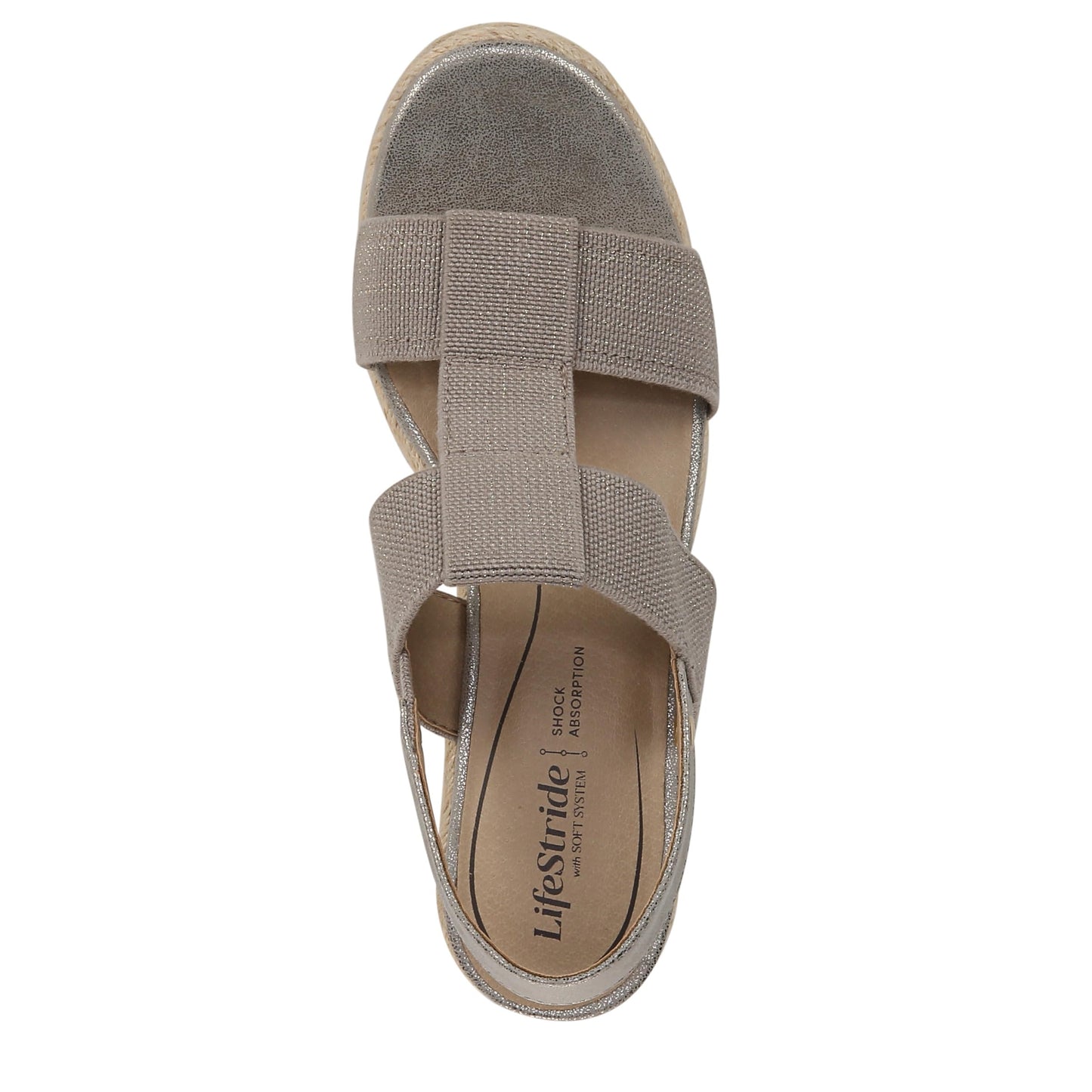 LifeStride Womens Tallulah Espadrille Wedge Sandal Taupe 7.5 M
