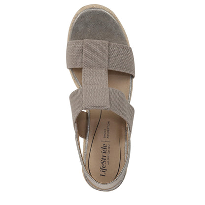 LifeStride Womens Tallulah Espadrille Wedge Sandal Taupe 7.5 M