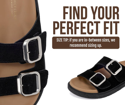 Project Cloud Sandals for Women - Trendy Sandals for Women 2026 with Adjustable Straps - Plush and Soft Insole Womens Slides - Non Slip Outsole Slides (Sharl-2, BLKSDE,8.5M)