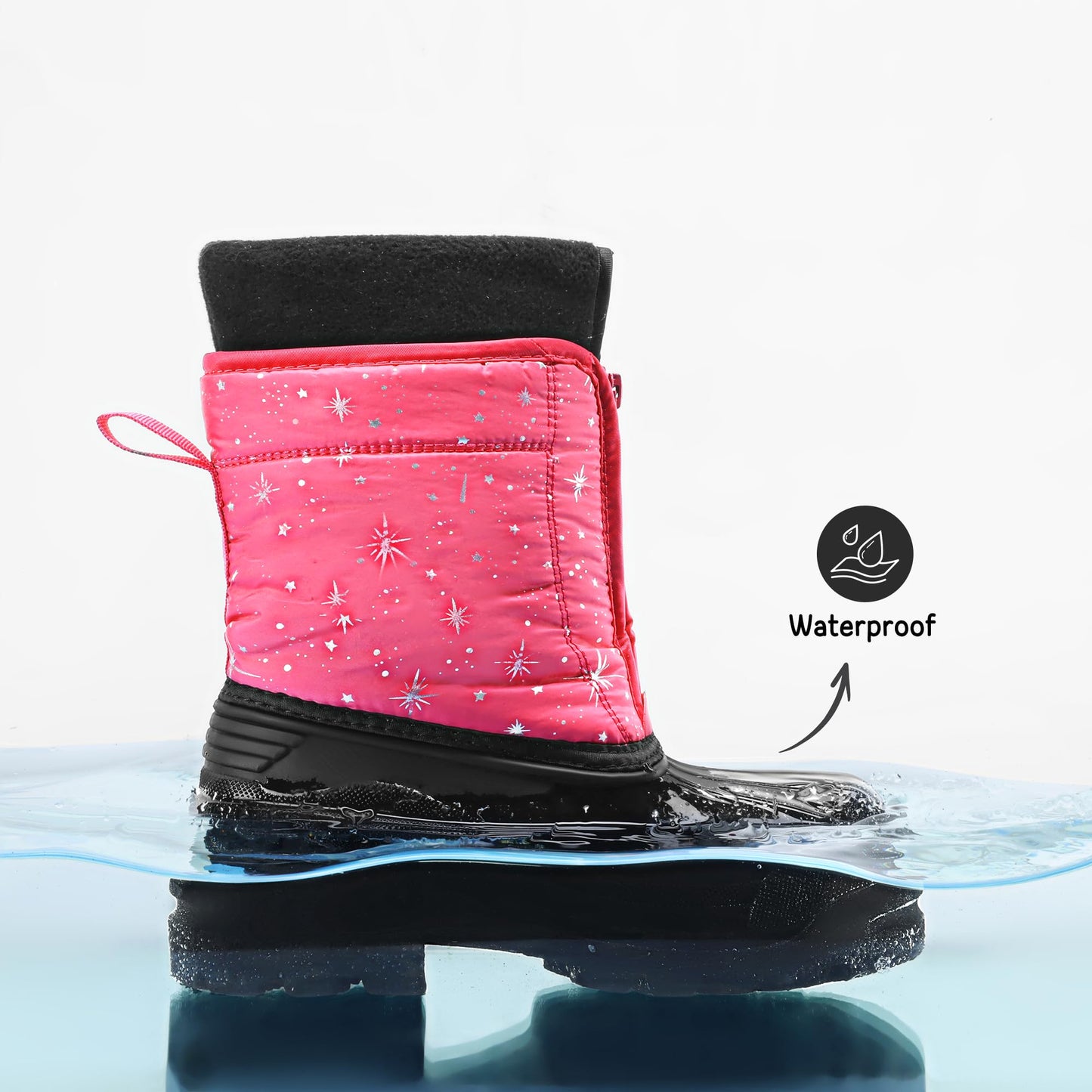 DREAM PAIRS Unisex Snow Waterproof Winter Boots,Fuchsia/Multi,13 Little Kid