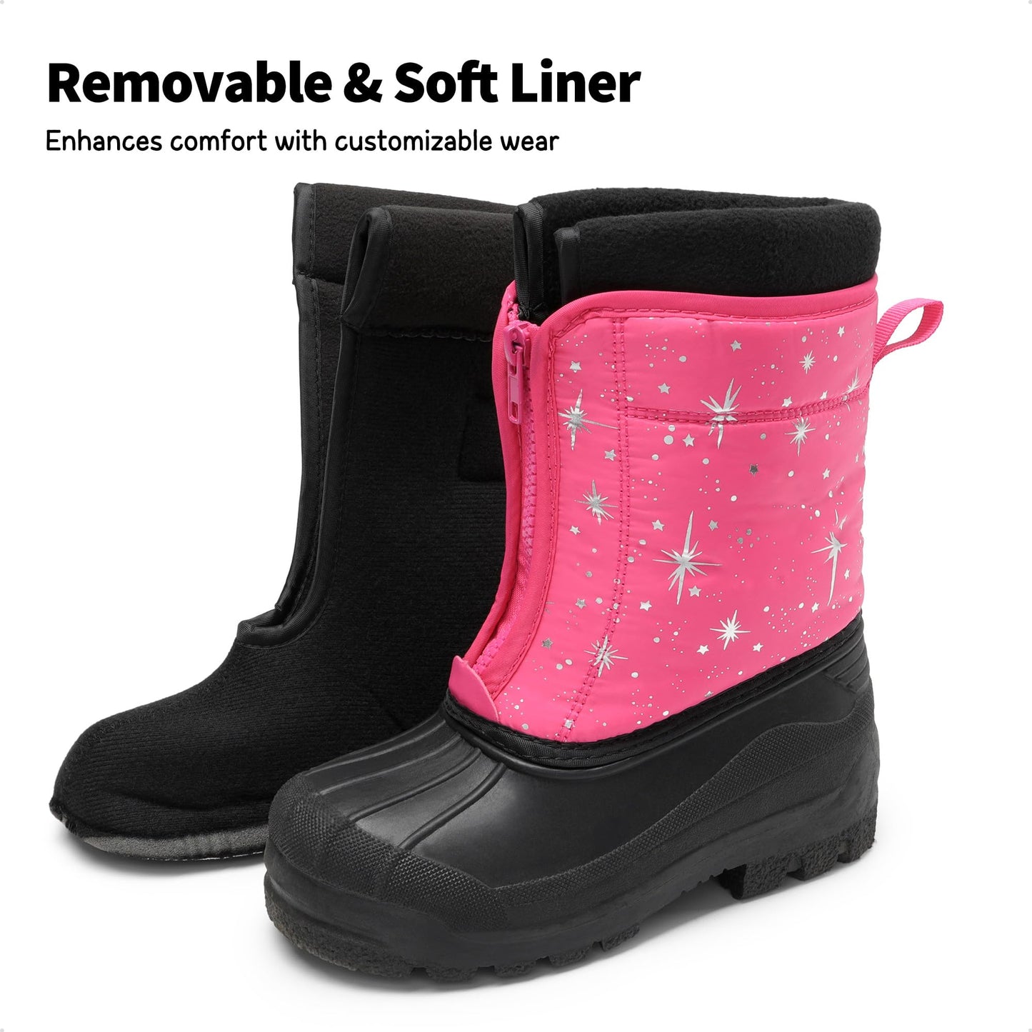 DREAM PAIRS Unisex Snow Waterproof Winter Boots,Fuchsia/Multi,13 Little Kid