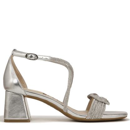 LifeStride Womens Captivate Strappy Block Heel Dress Sandals Silver 10 W