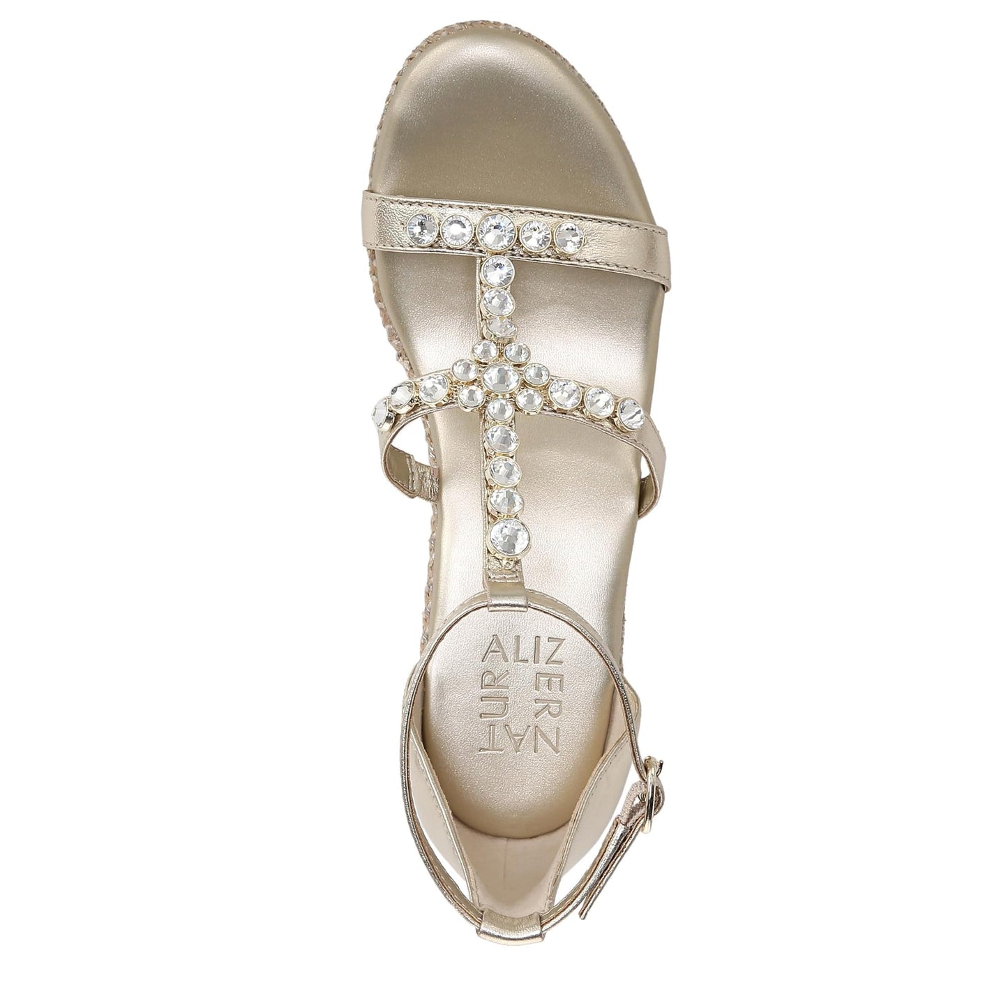 Naturalizer Womens Serena Strappy Wedge Sandal Champagne Metallic 8 M