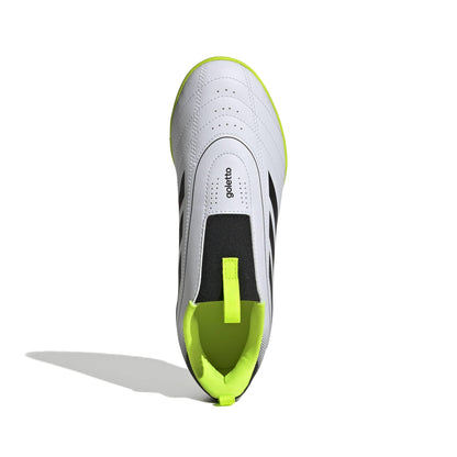 Adidas Unisex-Kids Goletto IX Laceless Turf Soccer, White/Black/Lucid Lemon, 13.5