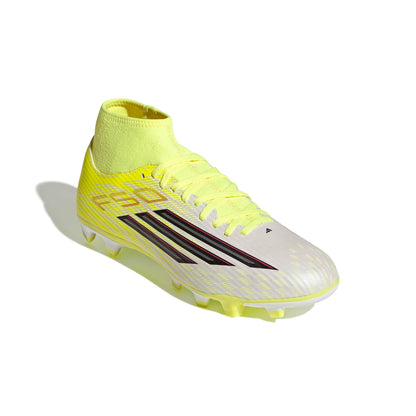 adidas Unisex F50 Club Mid Firm Multi Ground Sneaker, Team Solar Yellow/Black/Lucid Red, 9 US Men