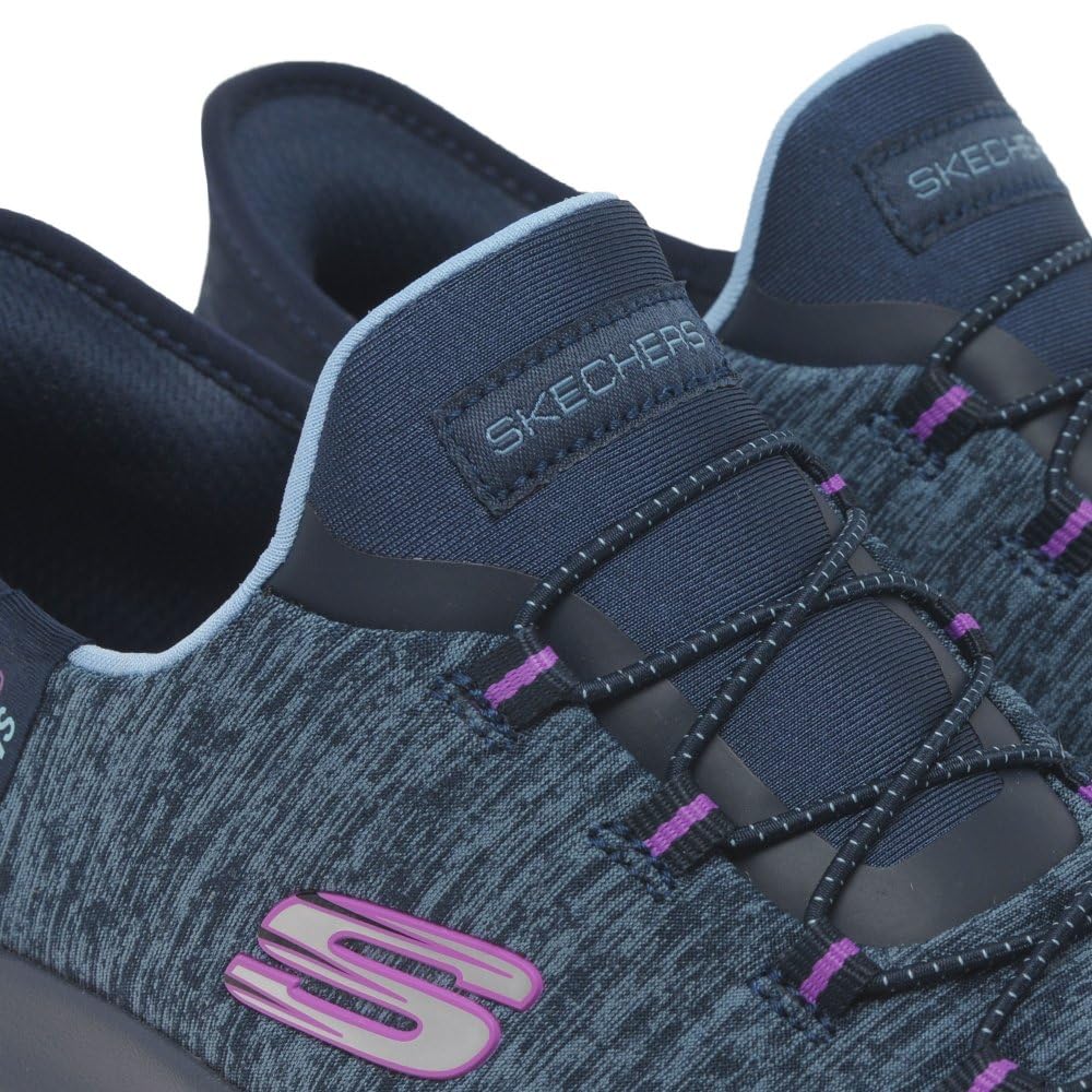 Skechers Women's Summits Hands-Free Slip-Ins – Memory Foam Insole, Heel Pillow, Vegan Materials Sneaker, Navy Purple, 10 Wide