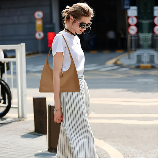 JueiXeoy Shoulder Purses for Women Small Slouchy Hobo Bag Cute Tote Handbags Trendy Faux Leather Crescent Bags Clutch Purses Brown