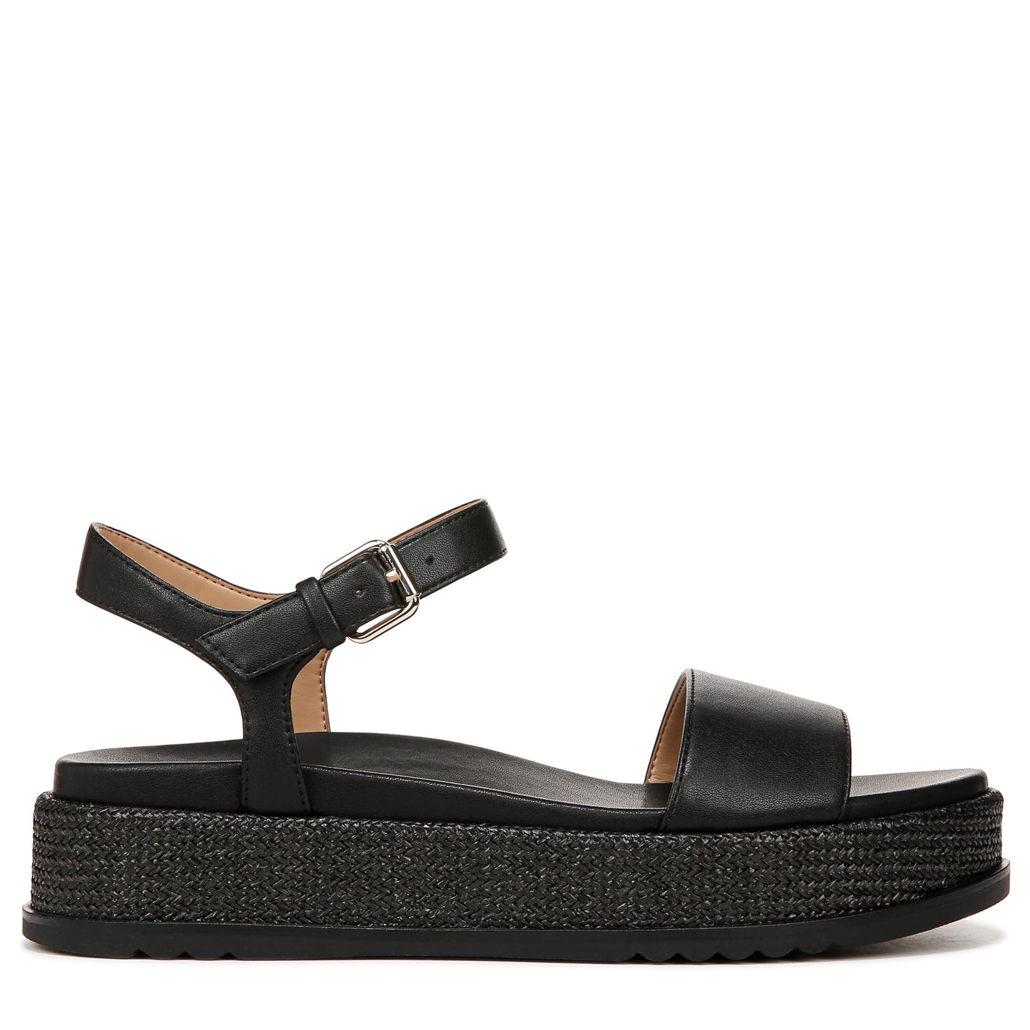 Naturalizer Womens Zane Ankle Strap Platform Casual Sandal Black Smooth 6 M