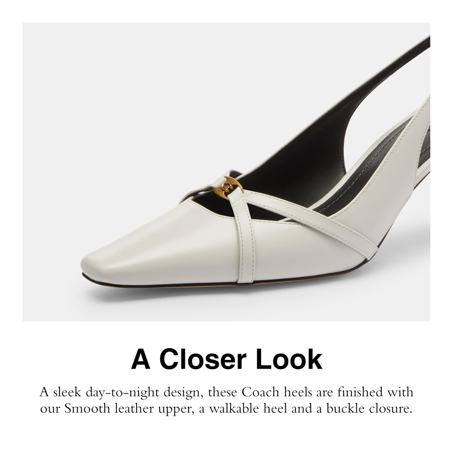 COACH Rowyn Leather Slingback Optic White 9 B