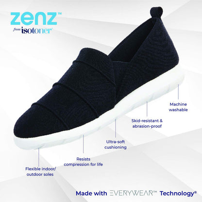 Isotoner Zenz Women's Serenity Stretch Satin Slipper, Slip-On Shoe, ASH, 8