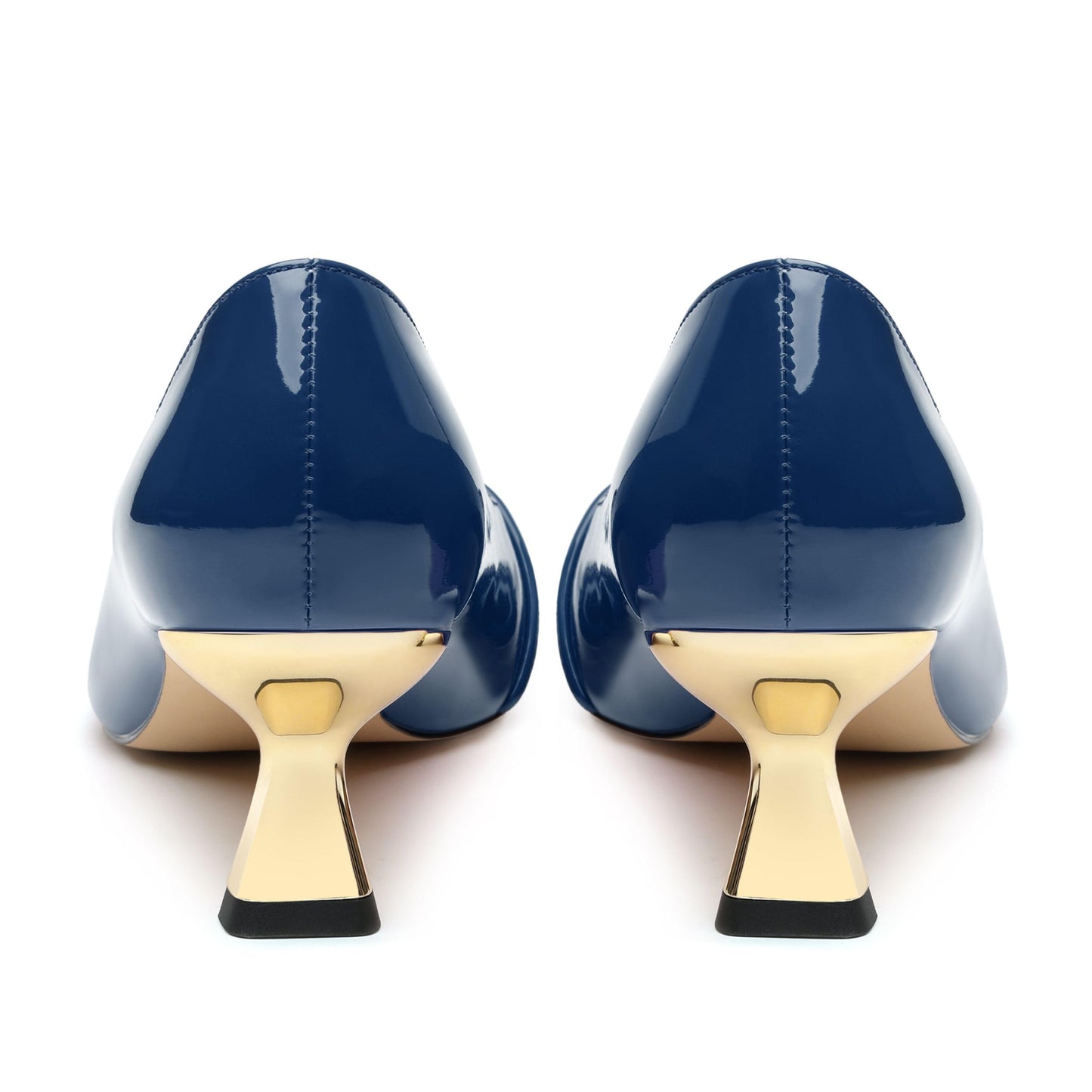 Muikecors Women's Kitten Heels Square Toe Low Heel Pumps Closed Toe Patent Slip On Pumps Womens Work Dress Office Wedding Party Shoes 2 Inch Navy Blue Patent Size 8.5