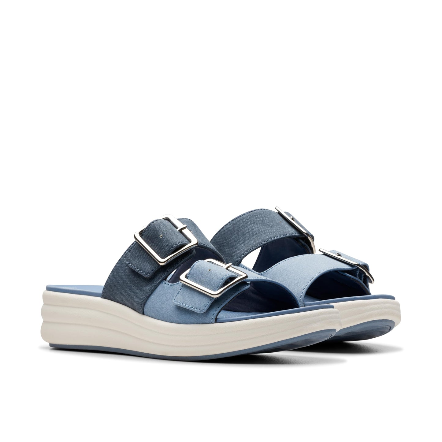 Clarks Womens's Drift Buckle Slide Sandal, Denim Combi, 7 Medium US