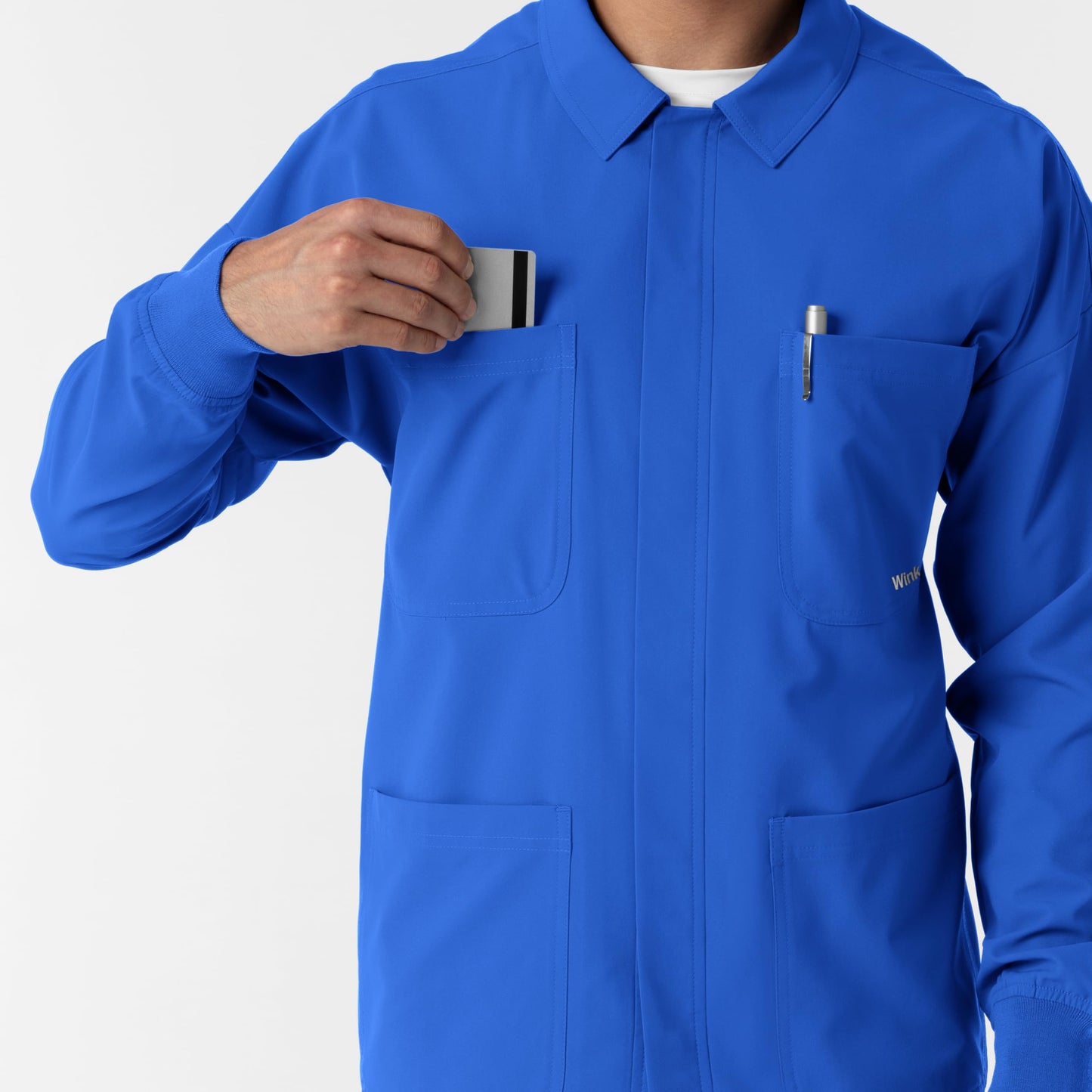 WINK Nurtur Men’s Scrub Shirt Jacket, Royal, 4XL