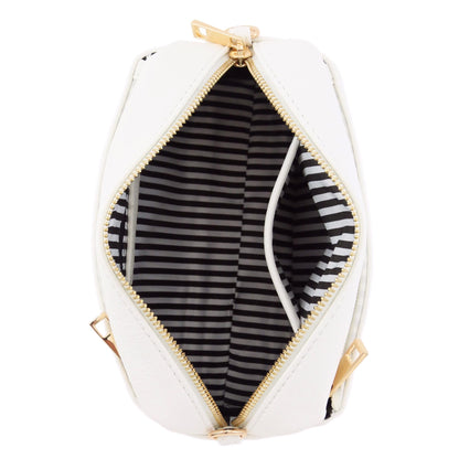 FashionPuzzle Triple Zip Small Crossbody Bag (White)
