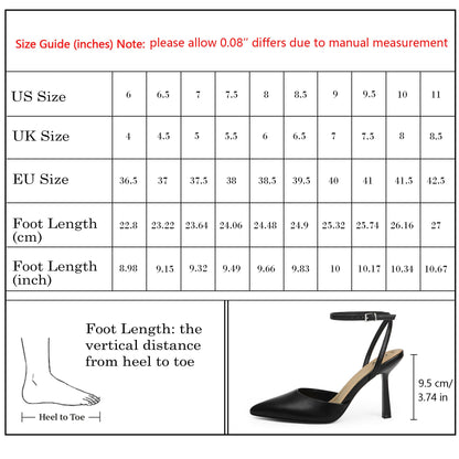 QIY Black Heels for Women Pumps High Heel Strappy Sandals, 8