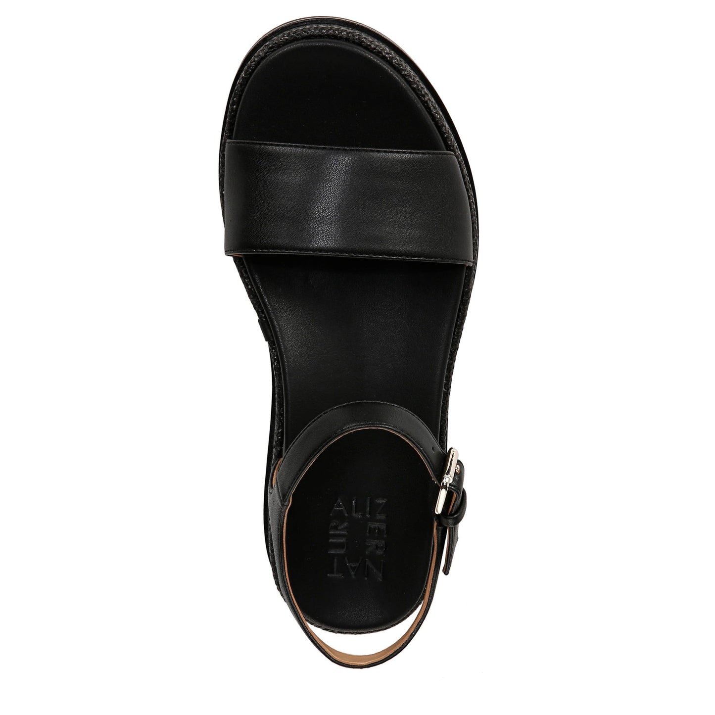 Naturalizer Womens Zane Ankle Strap Platform Casual Sandal Black Smooth 6 M