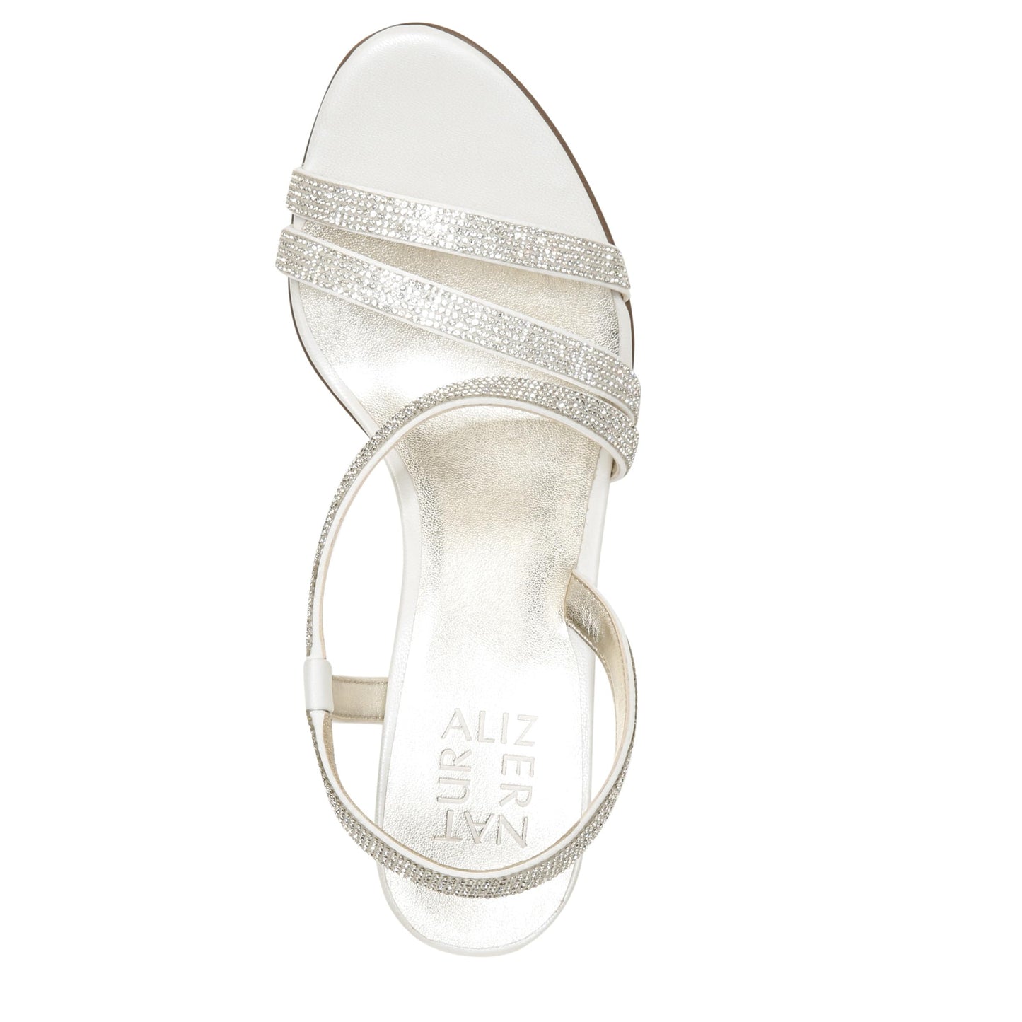 Naturalizer Womens Vanessa2 Rhinestone Embellished Strappy Heeled Sandal ,White Satin ,8W
