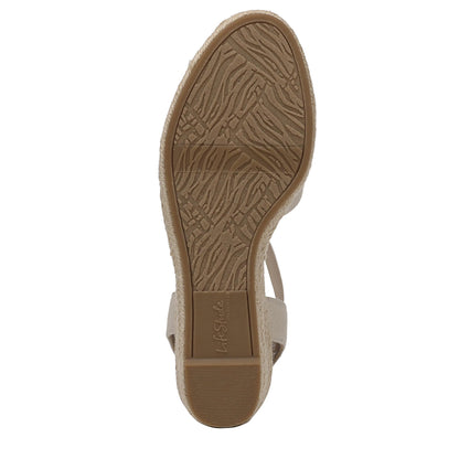 LifeStride Womens Kimmie Wedge Espadrilles Almond Milk 9.5 W
